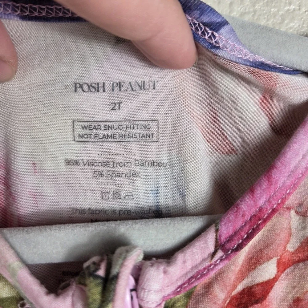 Posh Peanut Floral Bamboo‎ Sleeper 2T + Kickee Pants White Footie Pajamas 2T...